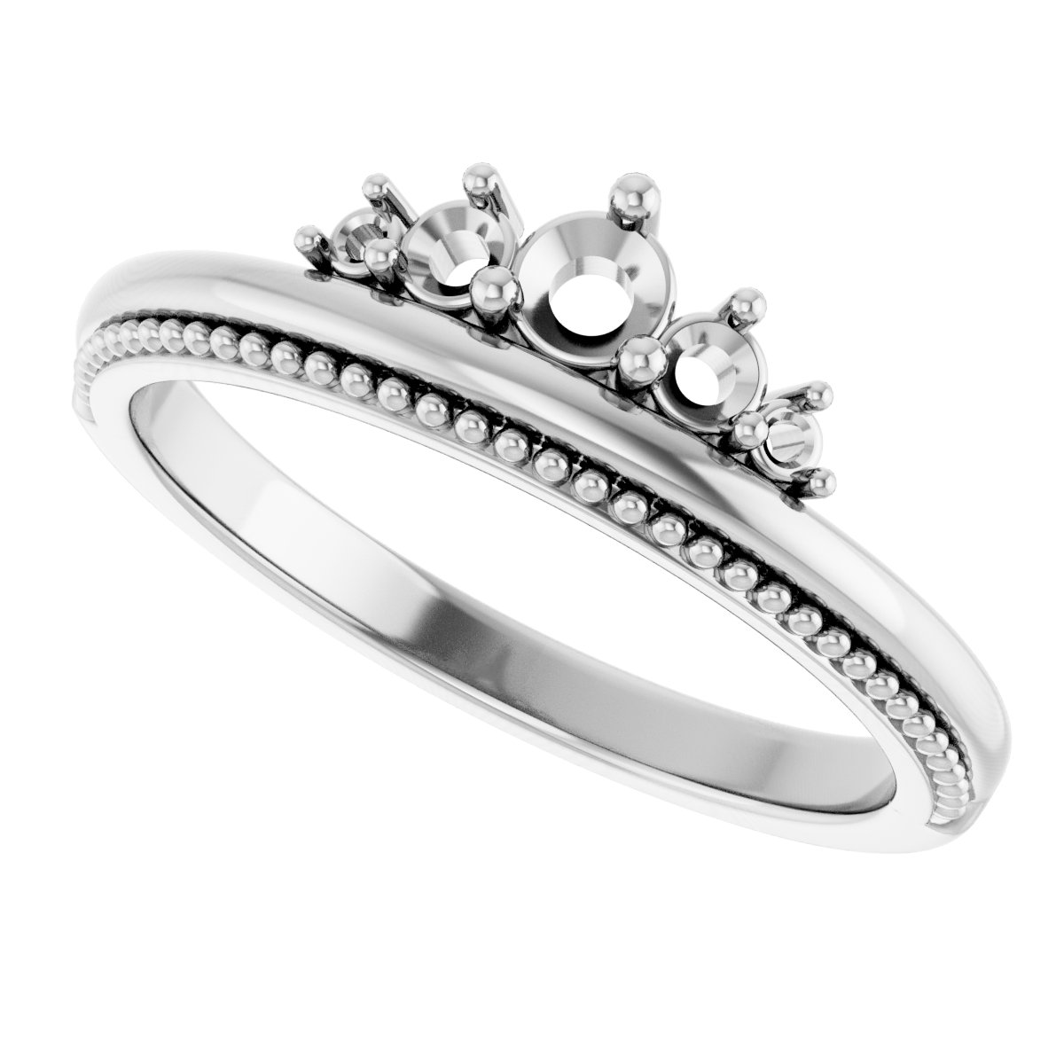 14K White 1/5 CTW Diamond Stackable Crown Ring