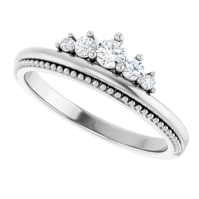 14K White 1/5 CTW Natural Diamond Stackable Crown Ring     