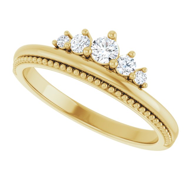 14K Yellow 1/5 CTW Diamond Stackable Crown Ring
