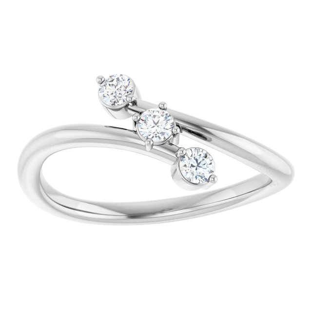 Sterling Silver 1/5 CTW Diamond Three-Stone Bypass Ring  