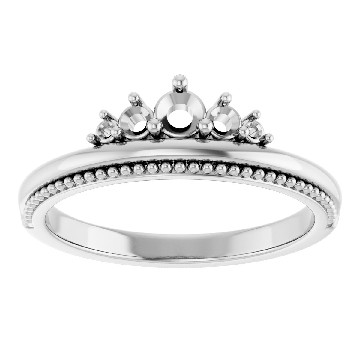 14K White 1/5 CTW Diamond Stackable Crown Ring