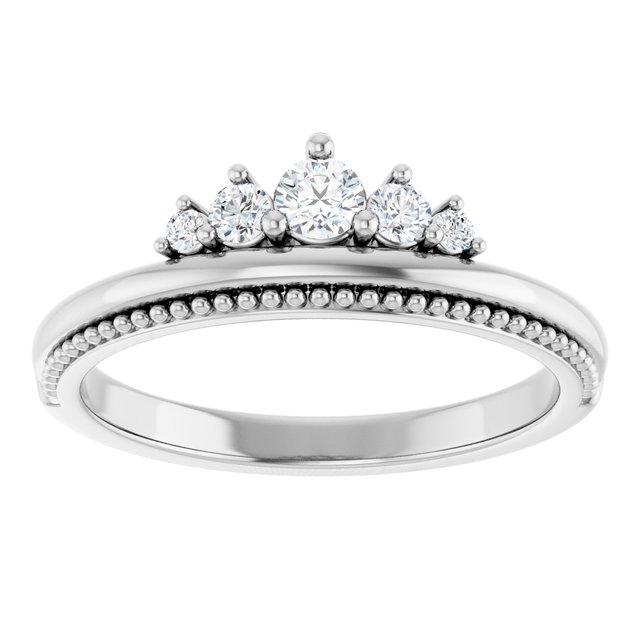 14K White 1/5 CTW Diamond Stackable Crown Ring     