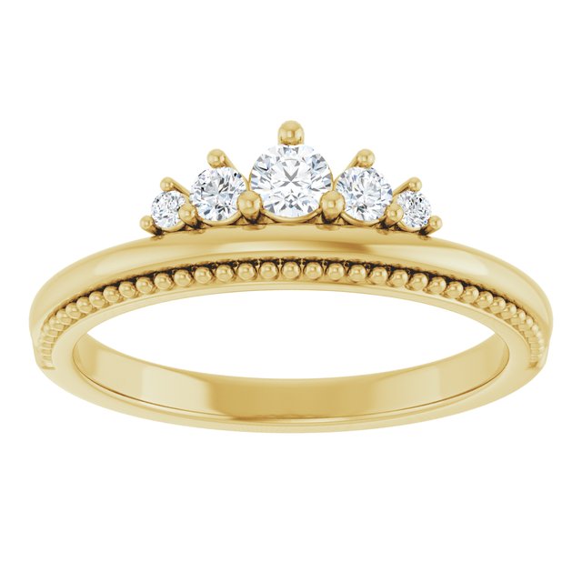 14K Yellow 1/5 CTW Diamond Stackable Crown Ring     