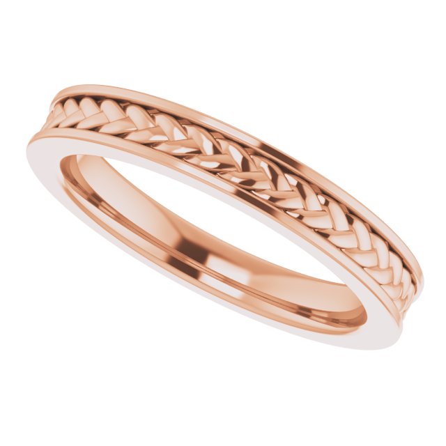 14K Rose 3 mm Woven Design Band  Size 7