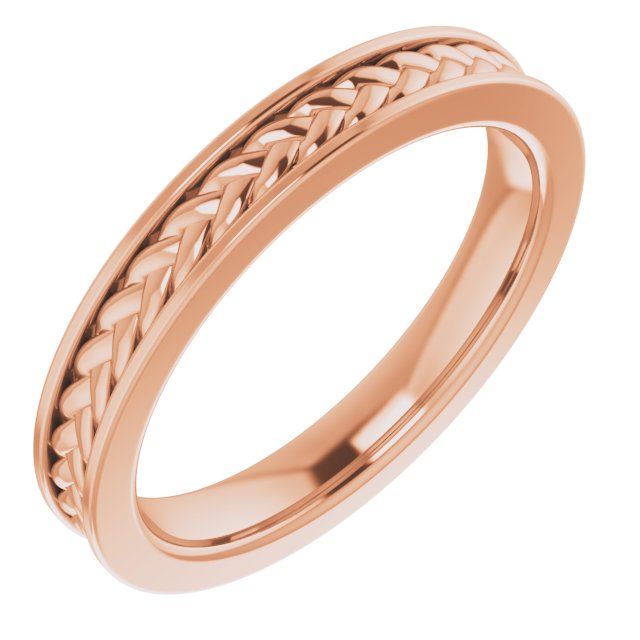 14K Rose 3 mm Woven Design Band  Size 7