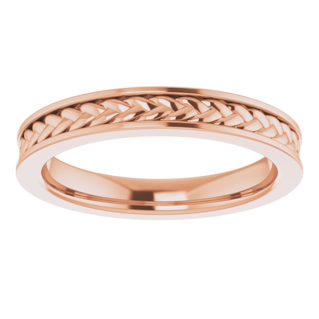 14K Rose 3 mm Woven Design Band  Size 7