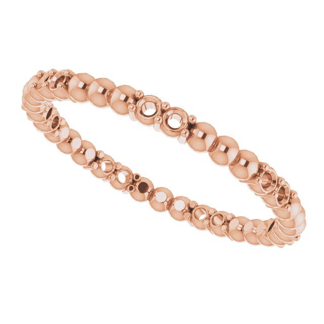 14K Rose 1/8 CTW Diamond Beaded Eternity Band Size 4   