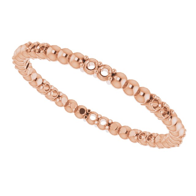 14K Rose 1/8 CTW Diamond Beaded Eternity Band Size 6.5   