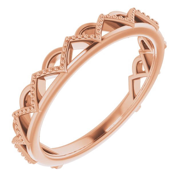 14K Rose Stackable Crown Ring  