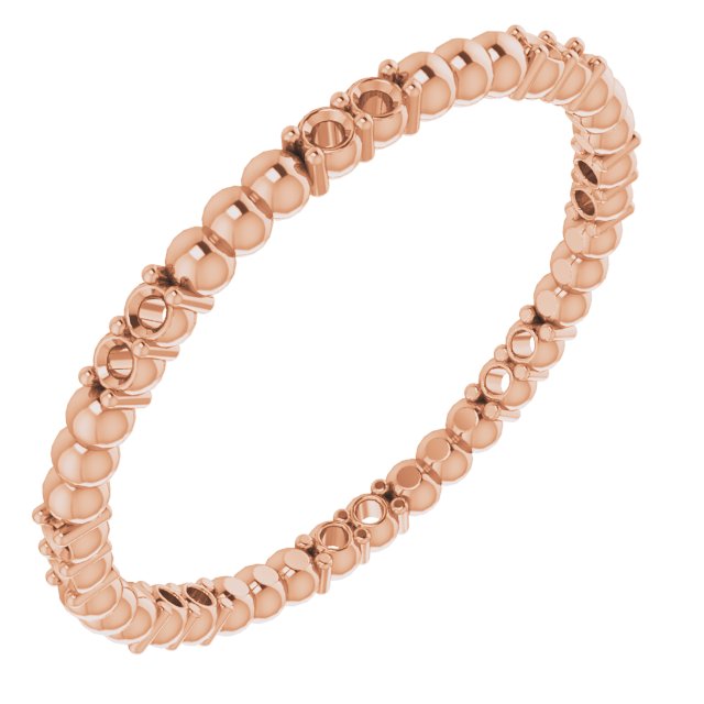 14K Rose 1/8 CTW Diamond Beaded Eternity Band Size 6   