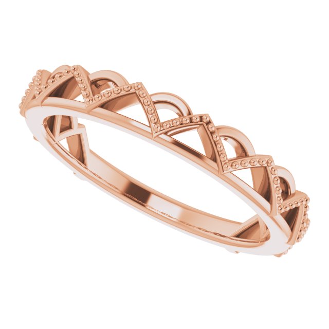 14K Rose Stackable Crown Ring  