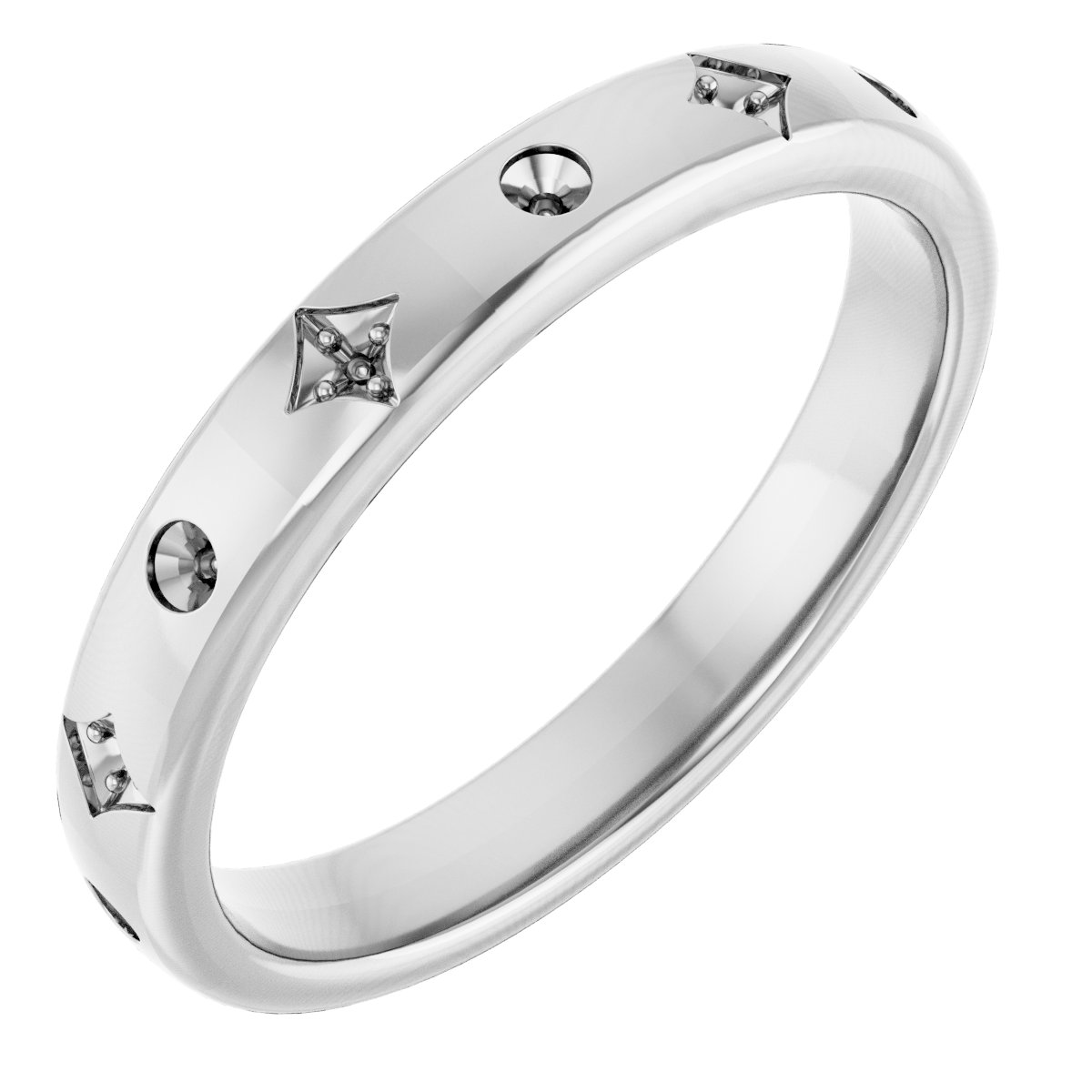 14K White .08 CTW Natural Diamond Anniversary Band