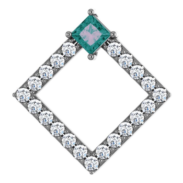 Sterling Silver Chatham Lab Created Alexandrite and .375 CTW Diamond Pendant Ref 14900580