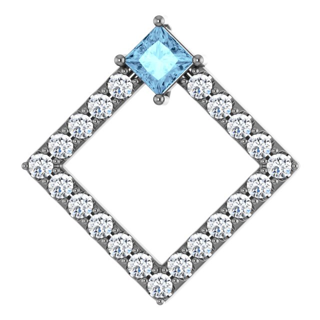 14K White Aquamarine and .375 CTW Diamond Pendant Ref 14900850