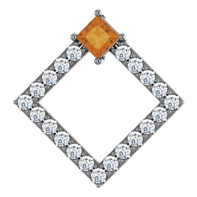 Platinum Citrine and .375 CTW Diamond Pendant Ref 14900571