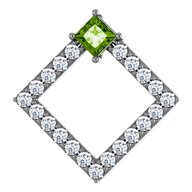 Sterling Silver Peridot and .375 CTW Diamond Pendant Ref 14900590