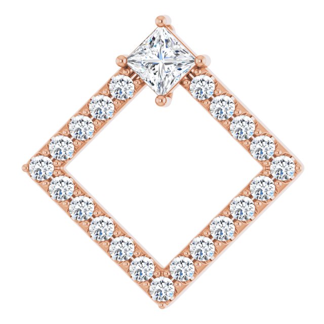 14K Rose Natural White Sapphire & 3/8 CTW Natural Diamond Pendant           