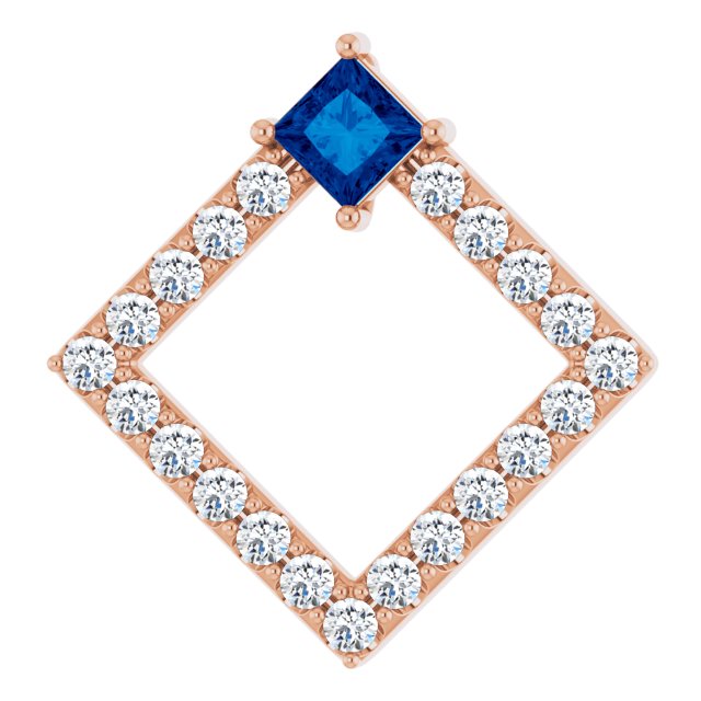 14K Rose Natural Blue Sapphire & 3/8 CTW Natural Diamond Pendant