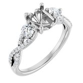 Platinum 8x6 mm Oval 3/8 CTW Diamond Semi-Set Engagement Ring 