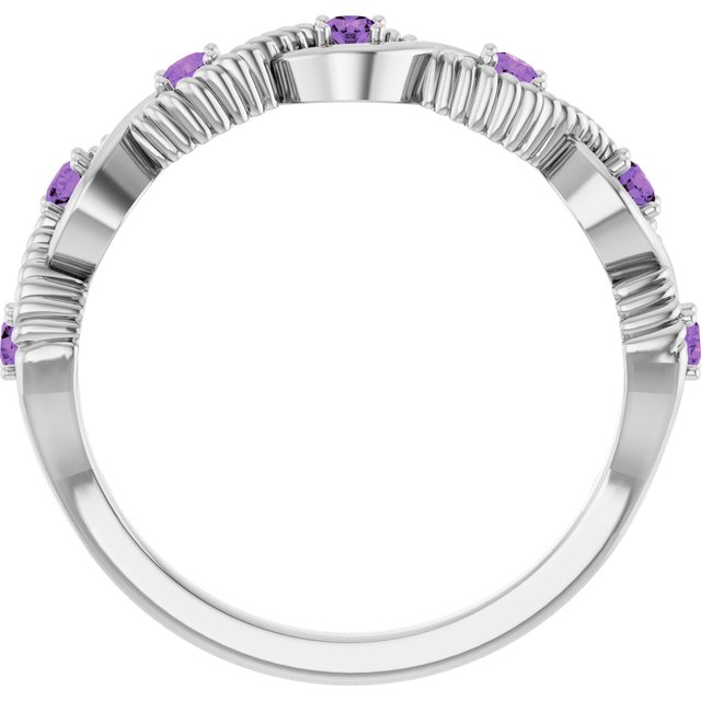 14K White Amethyst Stackable Ring
