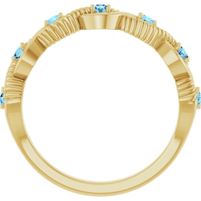 14K Yellow Aquamarine Stackable Ring     