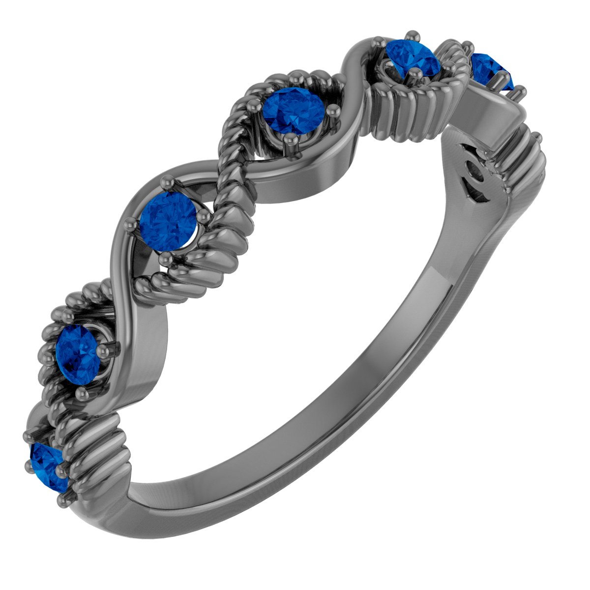14K Rose Chatham Created Blue Sapphire Stackable Ring Ref. 14781553