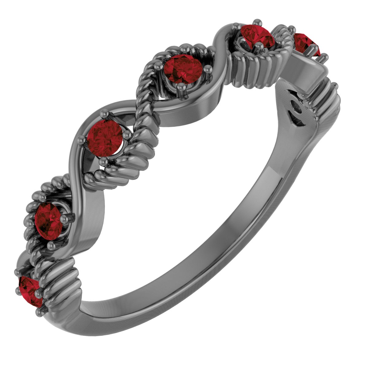 Sterling Silver Mozambique Garnet Stackable Ring Ref. 14781739