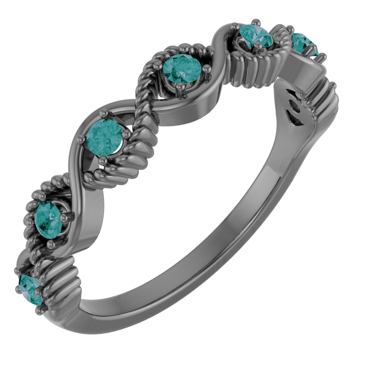 14K White Chatham Created Alexandrite Stackable Ring Ref. 14781630