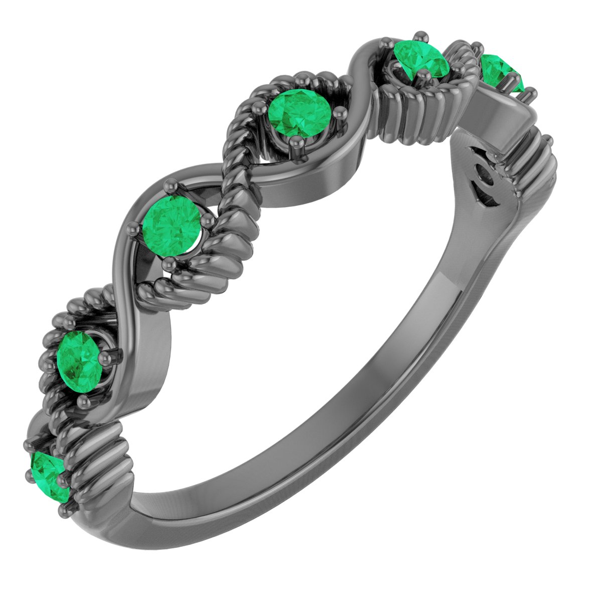 14K Rose Chatham Created Emerald Stackable Ring Ref. 14781554
