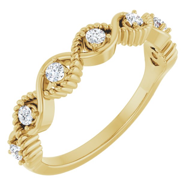 14K Yellow Natural White Sapphire Stackable Ring