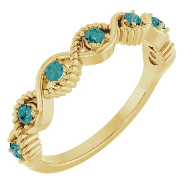 14K Yellow Lab-Grown Alexandrite Stackable Ring  