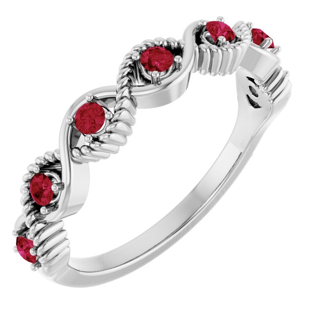 Sterling Silver Lab-Grown Ruby Stackable Ring     