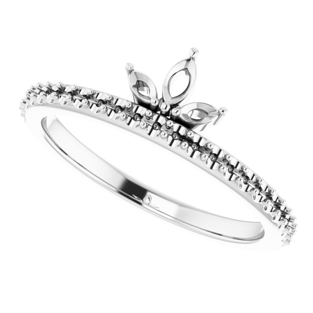 14K White 1/3 CTW Diamond Stackable Crown Ring