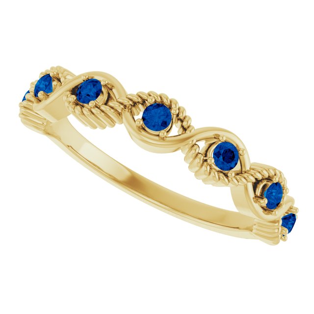 14K Yellow Blue Sapphire Stackable Ring           