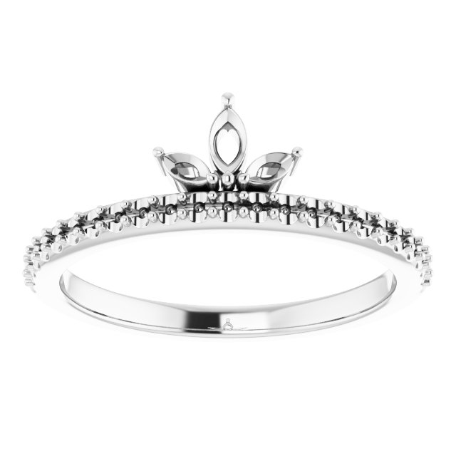 14K White 1/3 CTW Diamond Stackable Crown Ring