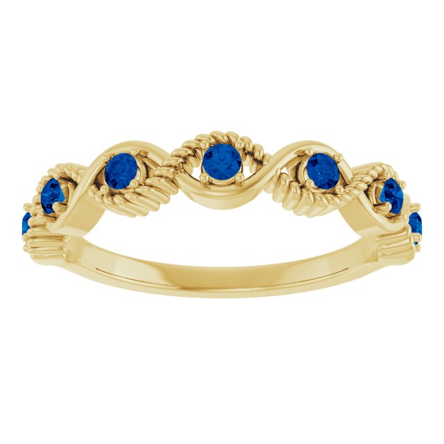 14K Yellow Blue Sapphire Stackable Ring           