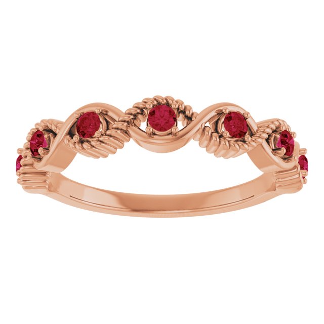 14K Rose Ruby Stackable Ring   