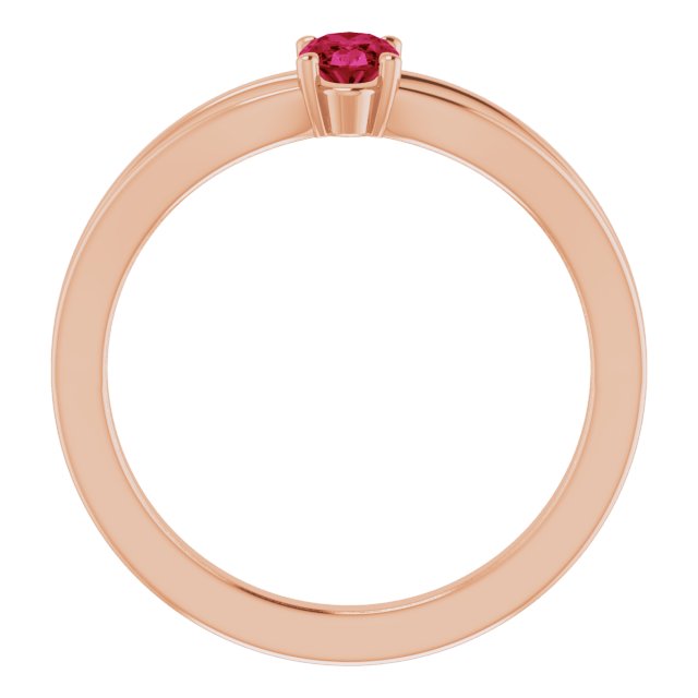 14K Rose Lab-Grown Ruby Youth Solitaire Ring