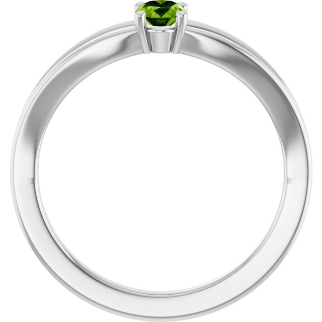 14K White Natural Peridot Youth Solitaire Ring