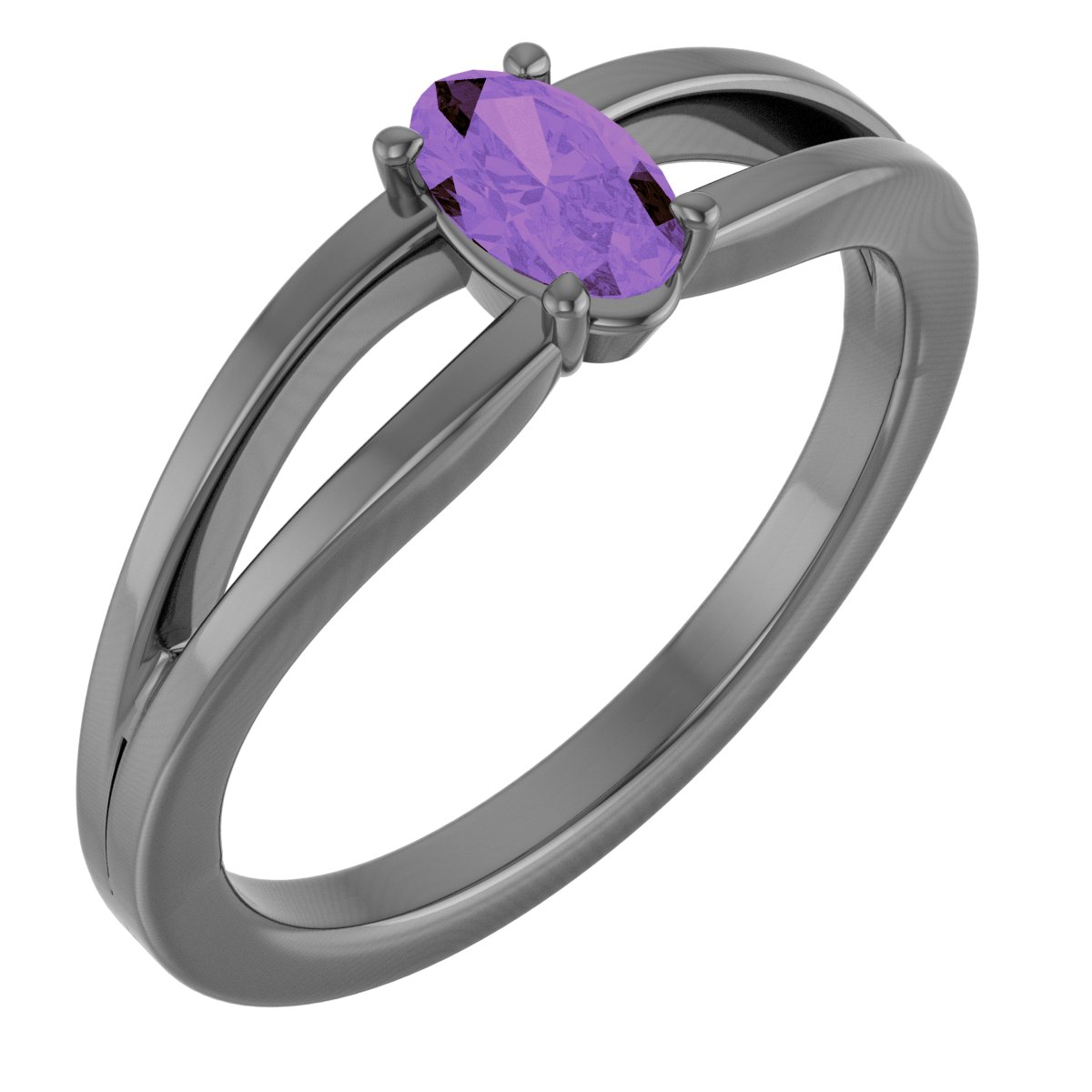 Platinum Natural Amethyst Youth Solitaire Ring