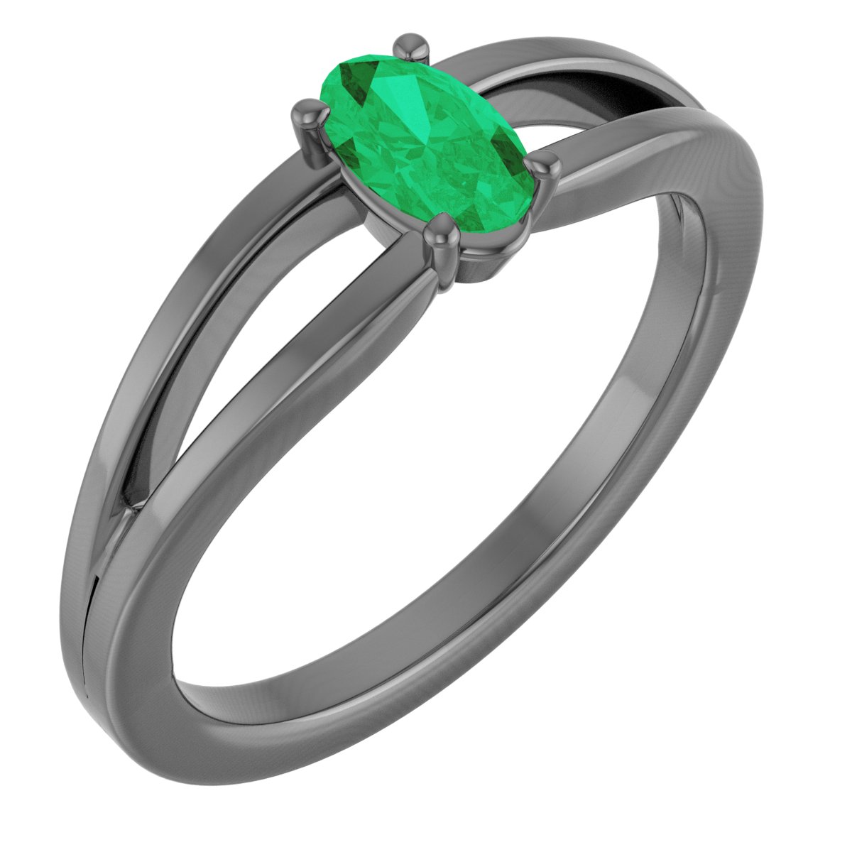 Sterling Silver Imitation Emerald Solitaire Youth Ring       
