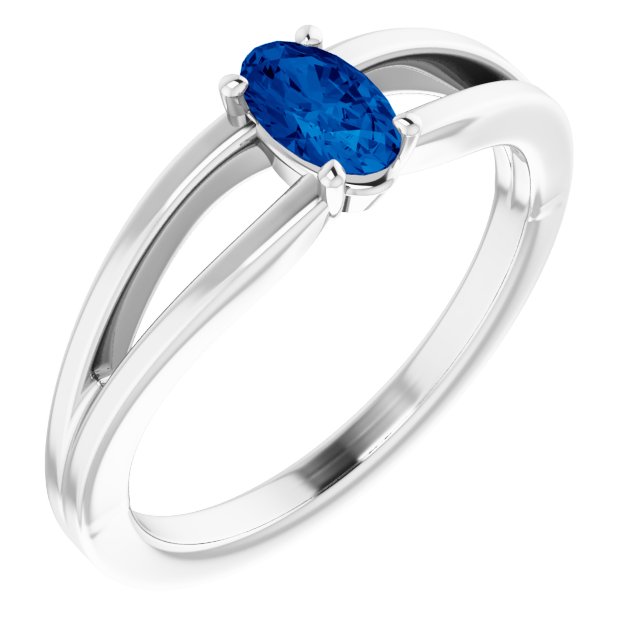 Sterling Silver Imitation Blue Sapphire Solitaire Youth Ring       