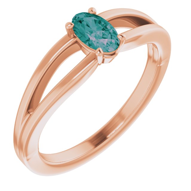 14K Rose Lab-Grown Alexandrite Youth Solitaire Ring