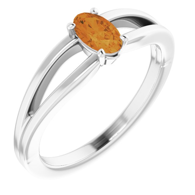 Sterling Silver Imitation Citrine Solitaire Youth Ring       