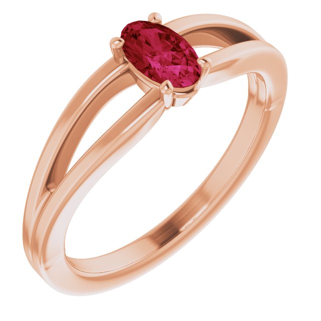 14K Rose Natural Ruby Youth Solitaire Ring