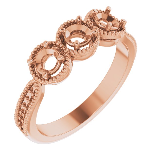 Three-Stone Milgrain Edge Anniversary Band