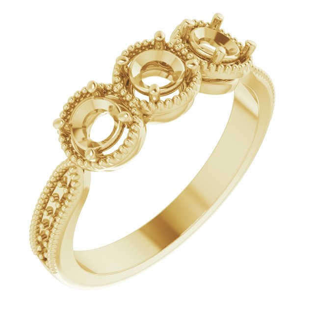 Three-Stone Milgrain Edge Anniversary Band