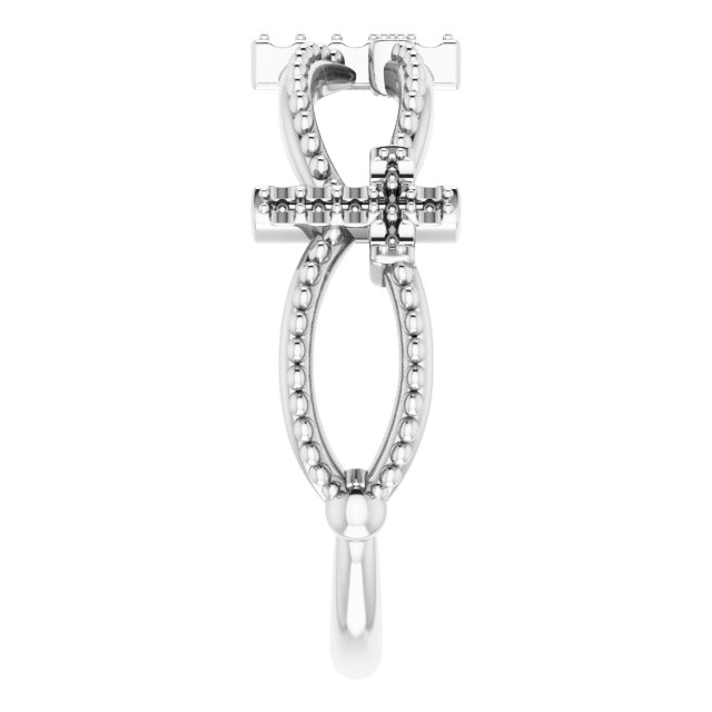 14K White .08 CTW Diamond Stackable Cross Ring