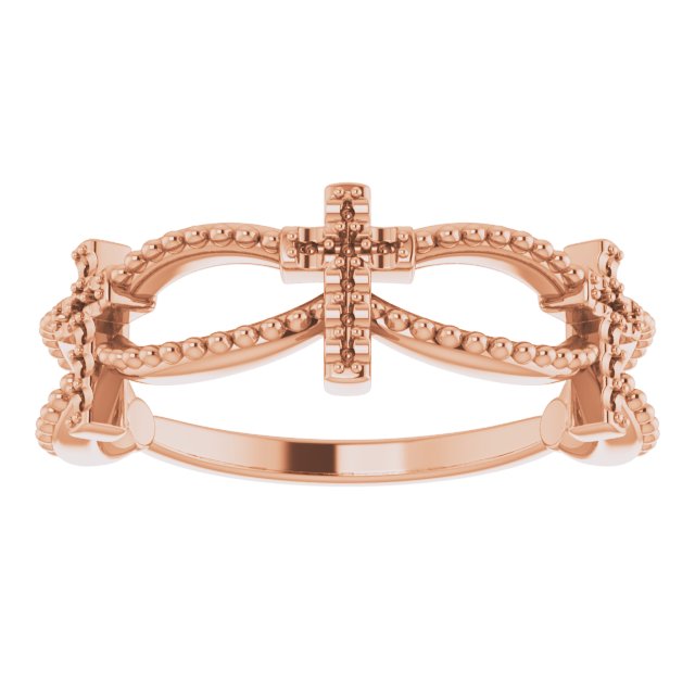 14K Rose .08 CTW Diamond Stackable Cross Ring