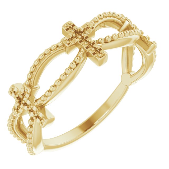 14K Yellow .08 CTW Diamond Stackable Cross Ring  